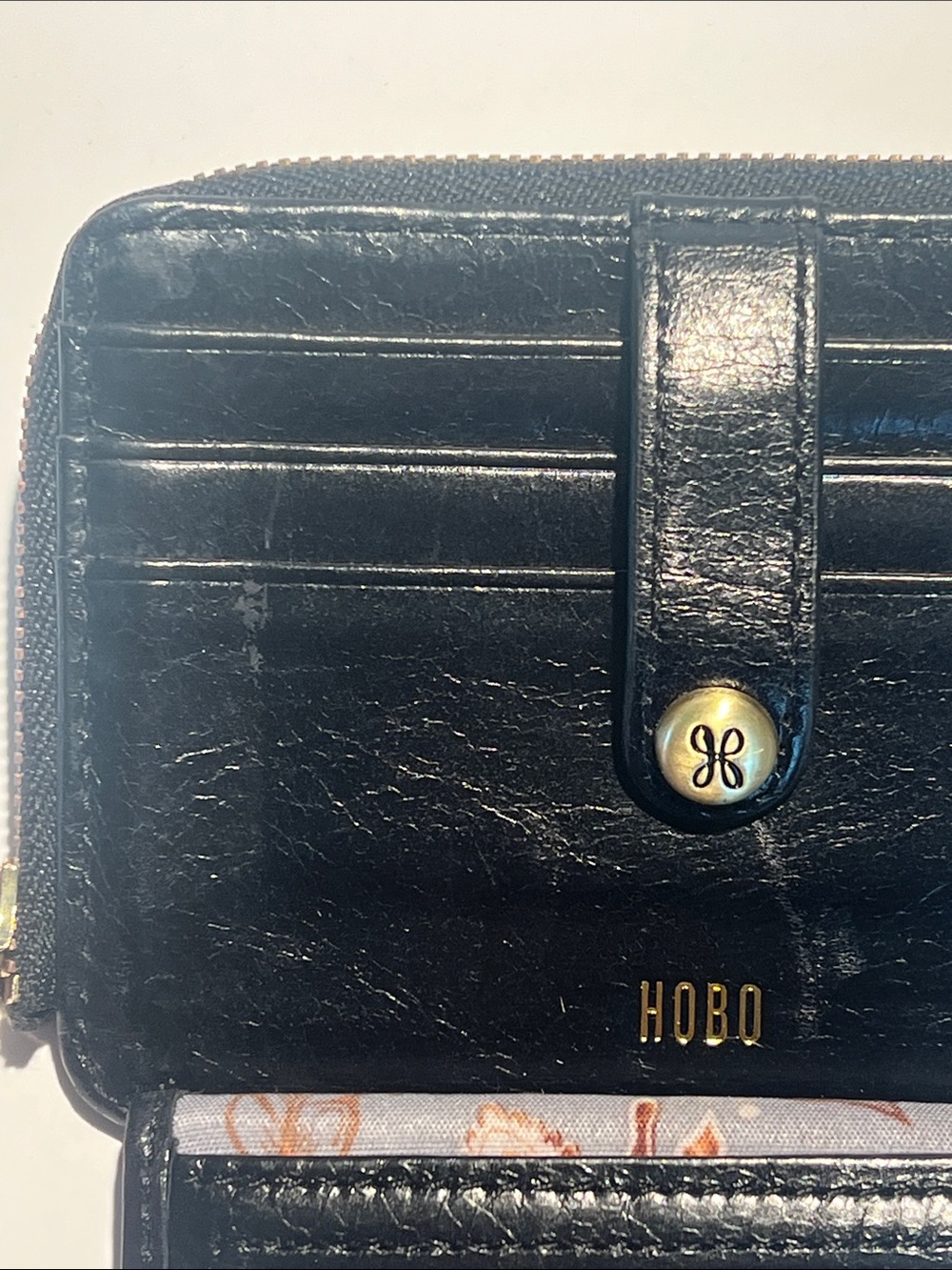 HOBO Black Leather Zip Wallet with Gold Hardware Key Holder Soft Genuine Leather - Picture 13 of 16